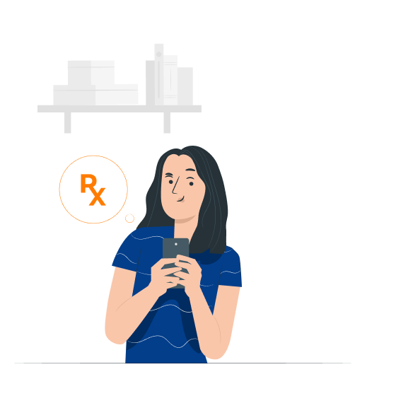 An illustration of a person ordering an online script on their mobile phone