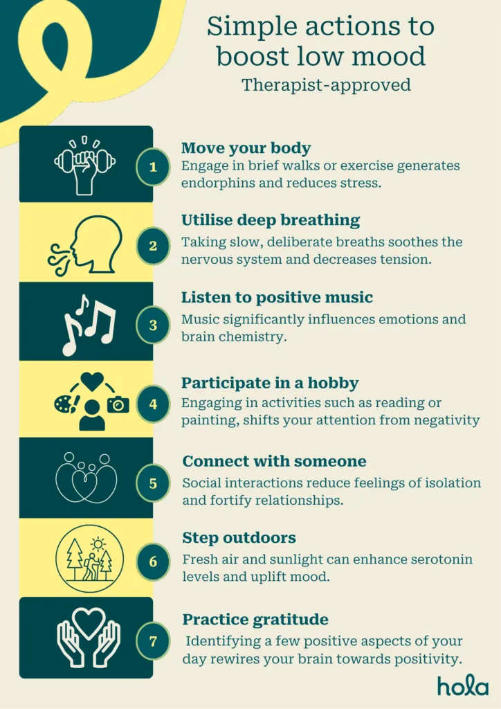 simple actions to boost low mood