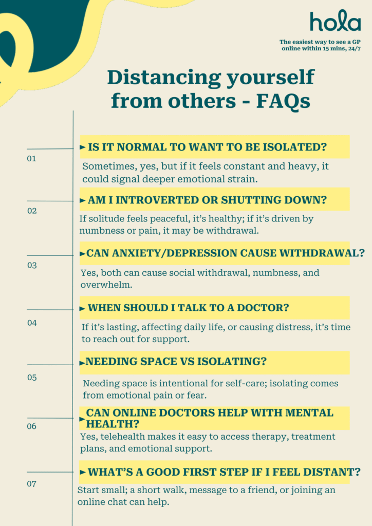 Distancing yourself from others - FAQs
