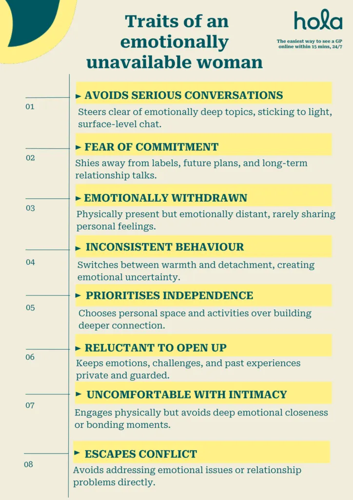 Signs of an emotionally unavailable woman