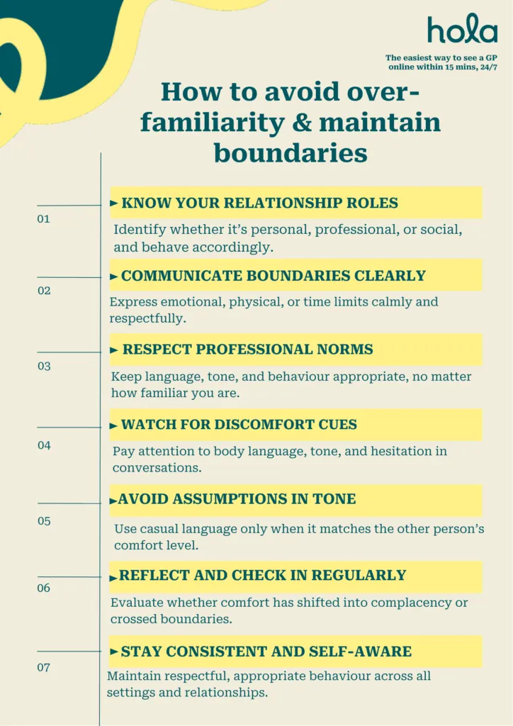 How to avoid over-familiarity & maintain boundaries