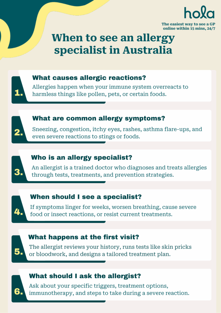 When to see an allergy specialist in Australia - Hola Health