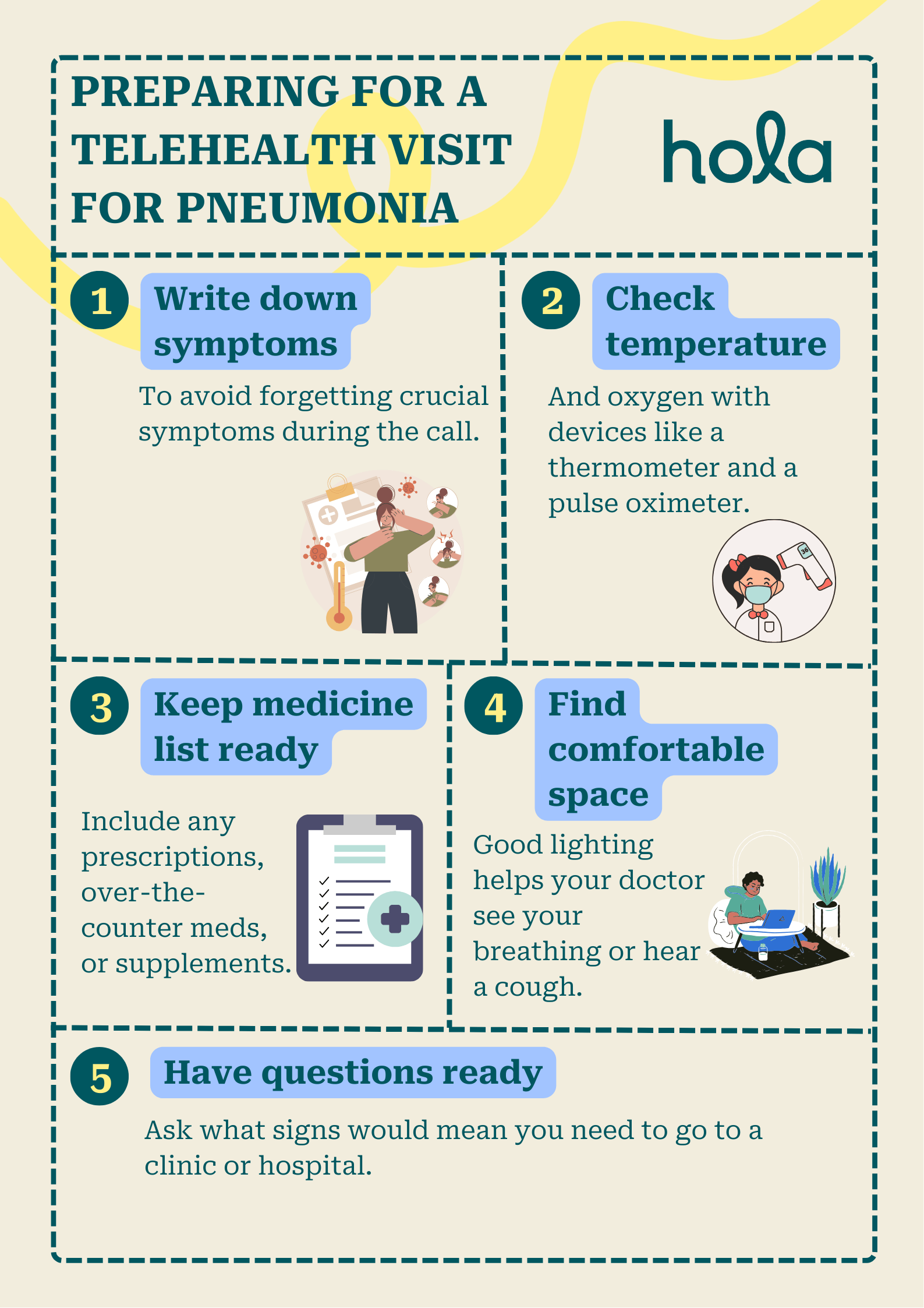 Preparing for a telehealth visit for pneumonia