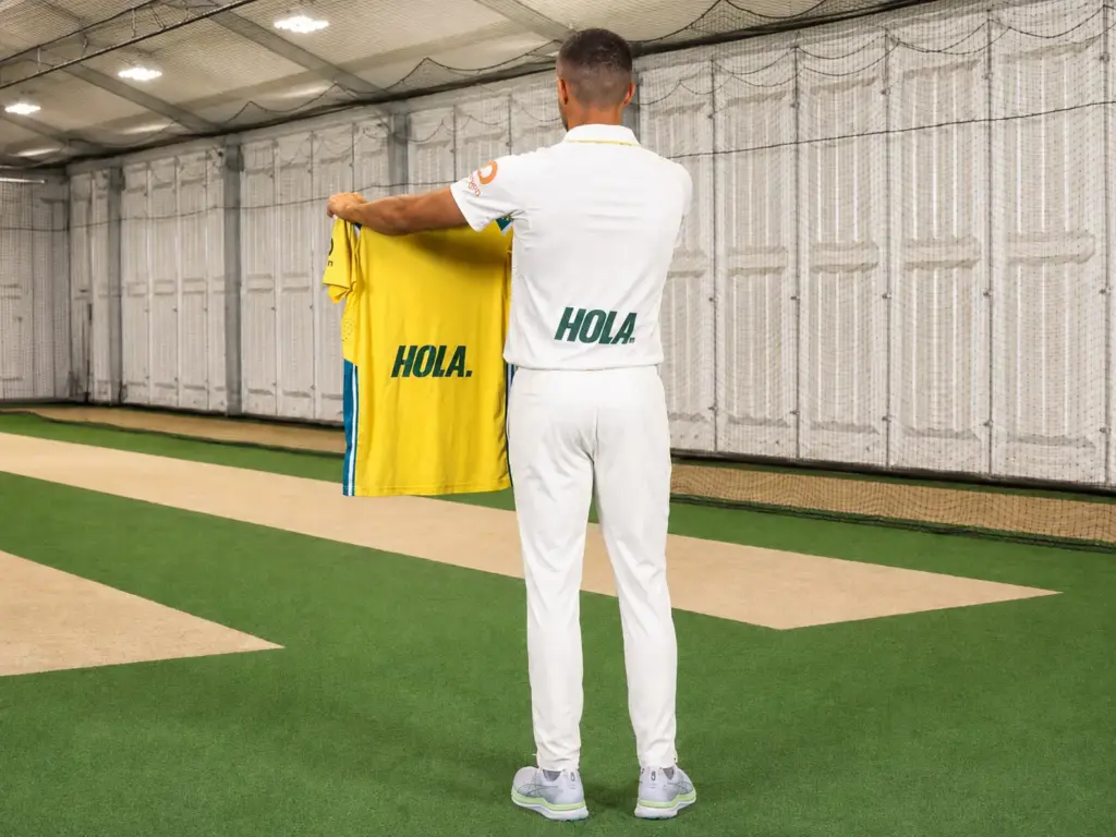 Hola Health logo on Cricket Australia training apparel